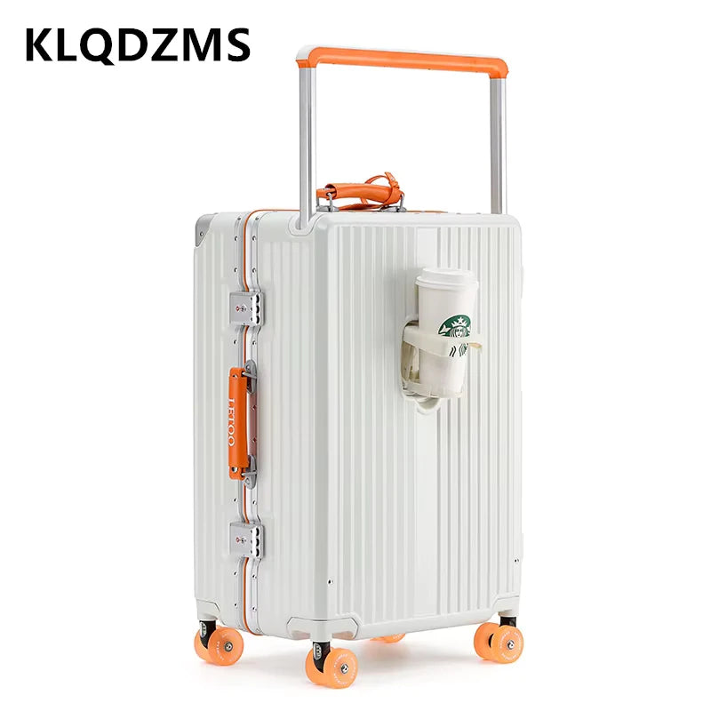 KLQDZMS 20"24"26"28 Inch High Quality Luggage Bag Multifunctional Boarding Box Large Capacity Aluminum Frame Trolley Suitcase