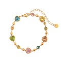 JOVO LOVE Colorful Lover Album Heart Crystal Bracelet for Women Stainless Steel Exquisite Metal Chain Bangles Popularity Jewelry