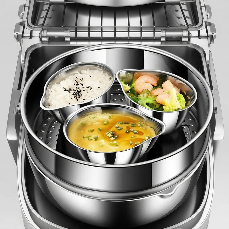 Nordic Style 316 Stainless Steel Egg Steaming Bowl With Lid Food Safe Cooking Container For Baby Food Stewing Heating