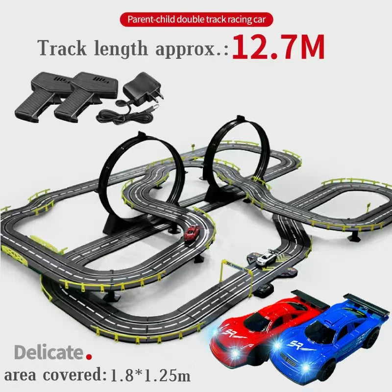 Electric Rail Car 1:43 Double Remote Control Racing Track Toy Automatic Racing Electric Track Children Christmas Gift