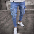 New Jeans Men Pants Wash Solid Color Multi Pockets Denim | SAMAG