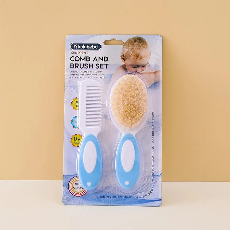 Baby Hair & Body Wash Brush Set-Soft Bristle Bath Scrubber,Gentle Hair Comb & Woolen Care Brush for Gentle Cleansing & Grooming