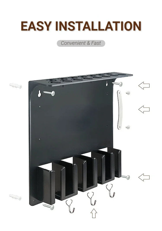 New Type Professional Wall Mount Barber Electric Clipper Holder Salon Beauty Organizer Hairdressing Styling Tools Storage Rack