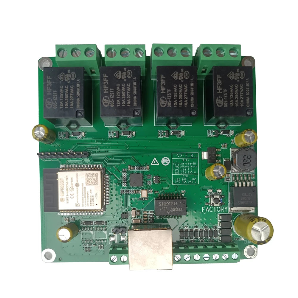 DTWONDER Smart WiFi Switch ESP32 Ethernet Relay Board Domoticz Home Assistant OpenHAB RS485 TCP UDP 4 Channel Timer IP Watchdog