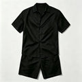 Men Linen Two Piece Outfit Short Sleeve Lapel Button | SAMAG