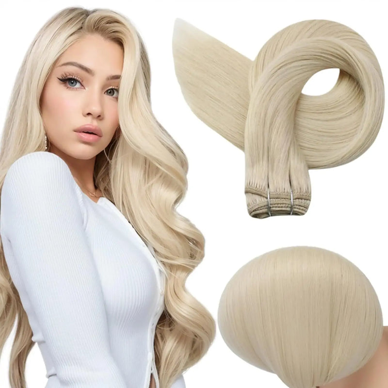 Full Shine Human Hair Weft Extensions Hair Bundles Ombre Blonde Color 100g Sew In Silky Straight Remy Skin Double Weft For Salon