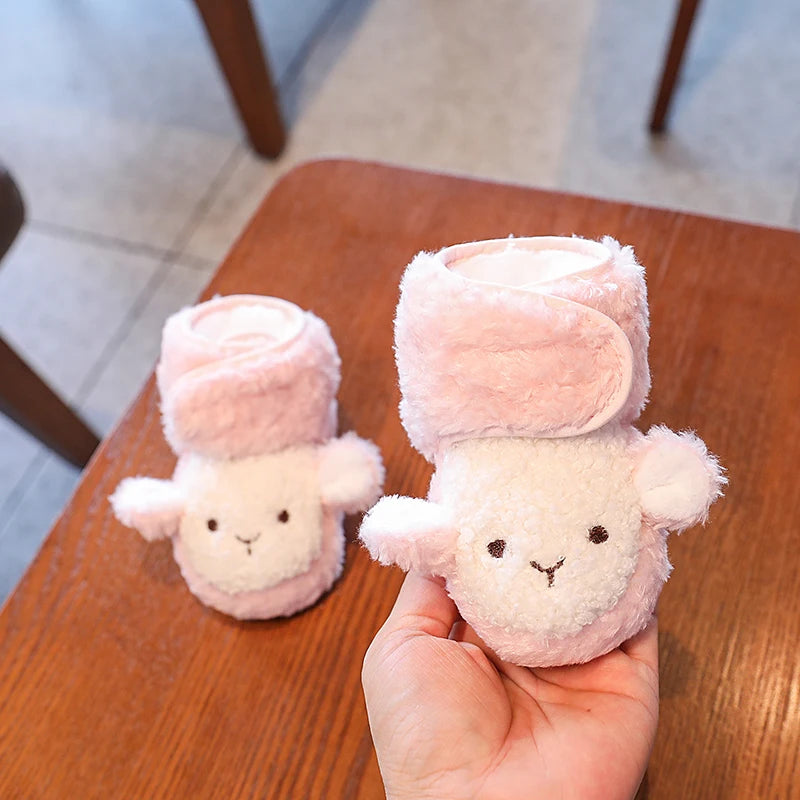 PINK Super Cute Winter Snow Baby Boots Cute Bear Warm Booties For Kids Soft Sole Infant Newborn Toddler Baby Girl Shoes