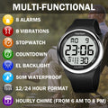 Hearkent Unisex 8 Vibrating Alarms Watch Medication Pill Clock Reminder Big Number Waterproof for Deaf - Visuel 6 | SAMAG