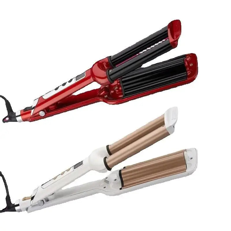 Curly hair artifact Three tube curling iron Liquid crystal display temperature Pear flower head hair curler hair curlers