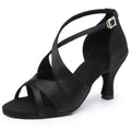 Latin Suede Dance Shoes for Womens New Rhinestone Buckle Soft Sole Ballroom Jazz Salsa Pumps Stage Professional Indoor Stiletto