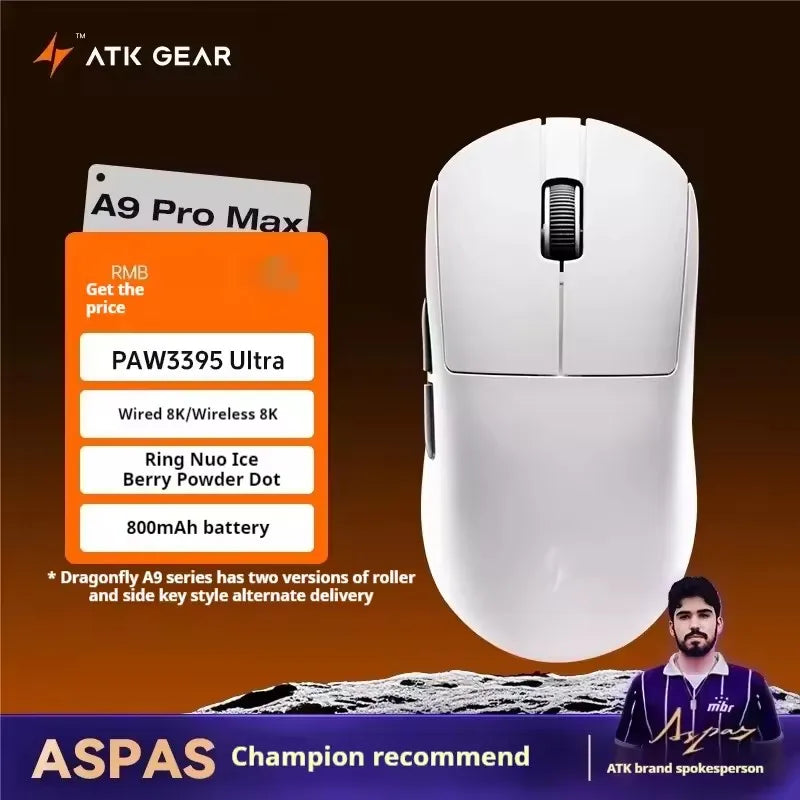 ATK Dragonfly A9 Series Wireless Mouse Tri Mode PAW3950 Nordic52840 8K 53g Lightweight Custom Laptop Gamer PC Gaming Mouse