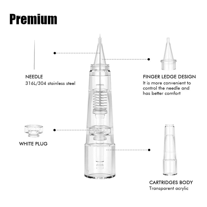 Biomaser Professional Permanent Makeup Cartridge Needles 1R/2R/3RL/5RL Disposable Sterilized Tattoo Pen Machine Needles Tips