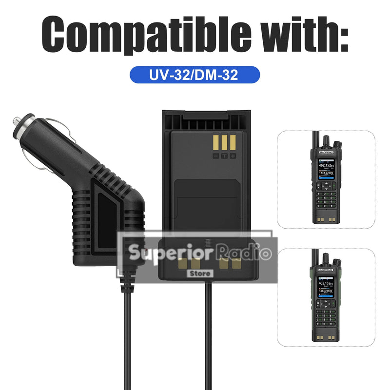 Baofeng UV-32 DM-32 Battery Eliminator 12-24V DM32 UV-32 Walkie Talkie Car Charger Radio Cigarette Lighter Accessories 1/2/5PCS