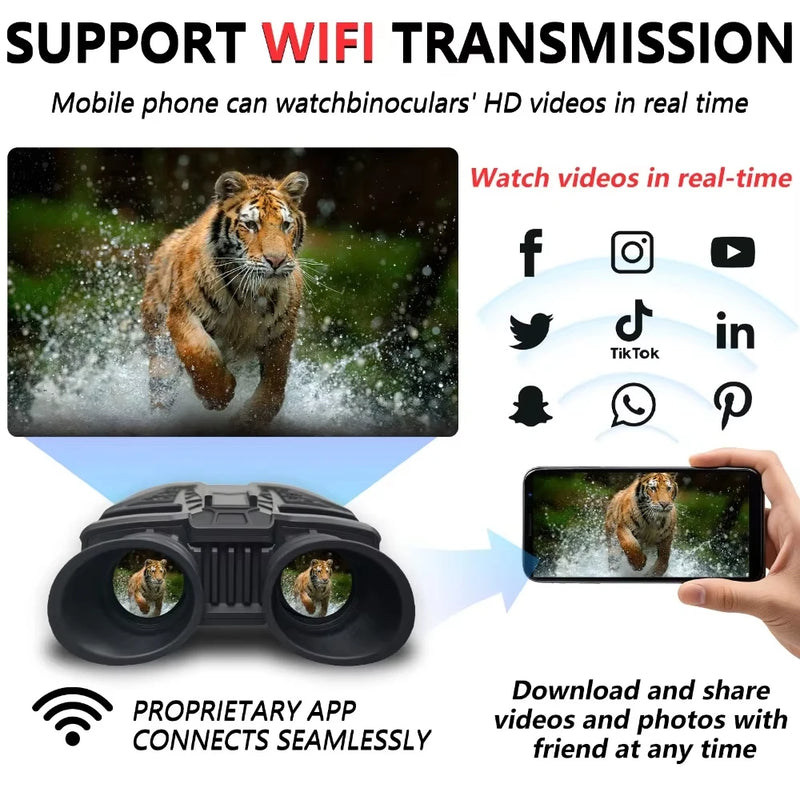 ZIYOUHU NVC800 Infrared 16X Digital Zoom 4K Night Vision Binoculars WIFI Head-Mounted IR Night Vision Goggles 800m with Altitude