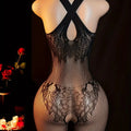 Sling Halter Neck Baby Dolls Underwear Fishnet Hollow Bodystockings Sexy Lingerie Women Cross Legged Crotchless Babydolls Dress