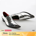 New Mens Dressing Shoes Luxury Silver Serpentine Breathable Designer Fashion Male Flats Gentleman Pointed Toe Zapatillas Hombre