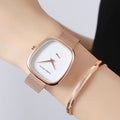 Local Shipping Women Watch With Stainless Steel Mesh Strap 34mm Rose Gold Dial Oval Clock Creative Timing - Visuel 8 | SAMAG