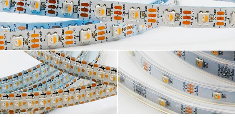 SK6812 RGBW Led Strip Light 4 in 1 Similar WS2812B 1m 5m 30 60 144 LEDs Individual Addressable RGBWW Led Lights IP30 65 67 5V12V