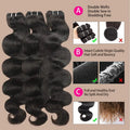 20 30 32 Inch Body Wave Double Weft Human Hair Bundles Remy Hair Extensions Unprocessed Brazilian Hair 1 3 4 Weave Natural Color