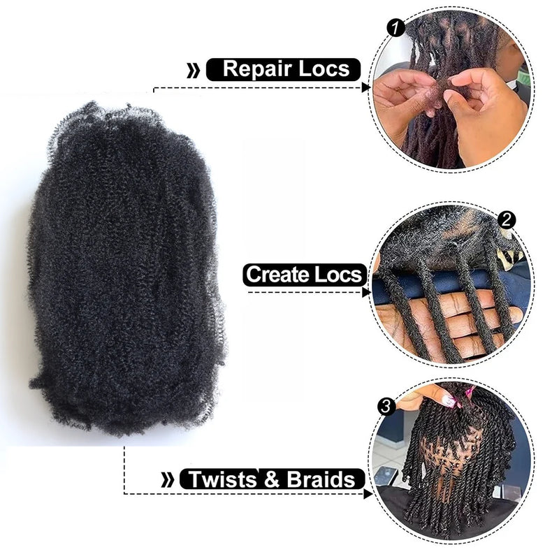 Sleek Afro Kinky Bulk Synthetic Hair Black for Braiding Twist Dreadlock African Braids Hair 36 Inch Long-lasting Color