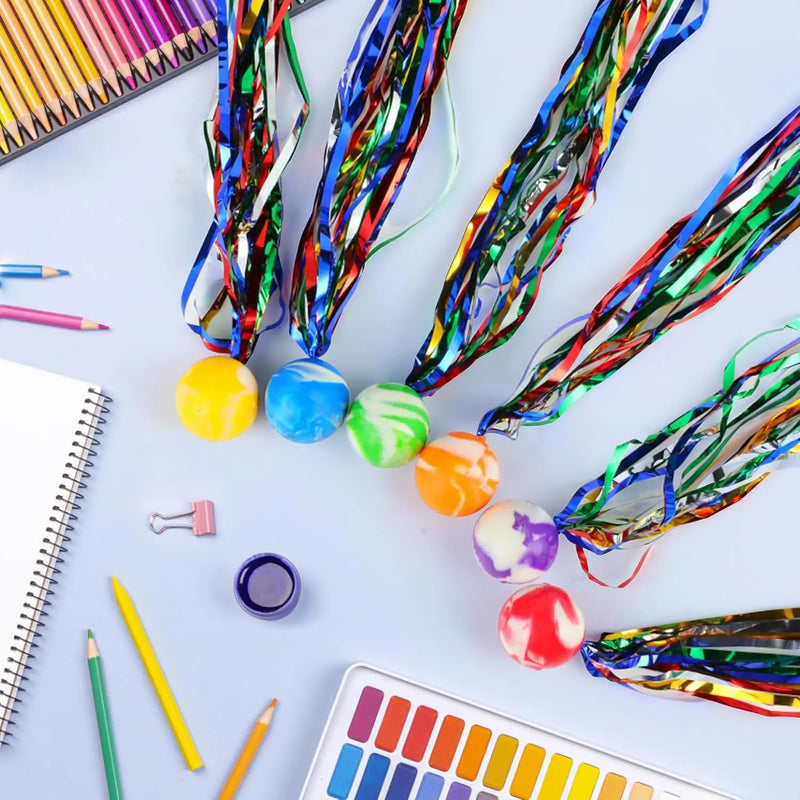 Comet Balls Bouncy with Colorful Streamers Mini Rubber | SAMAG