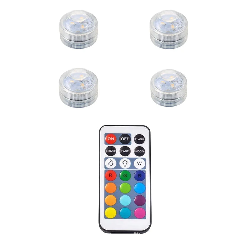 Mini Submersible LED Lights Small Underwater Tea Lights Candles Waterproof with Remote Battery Operated for Home Party Wedding