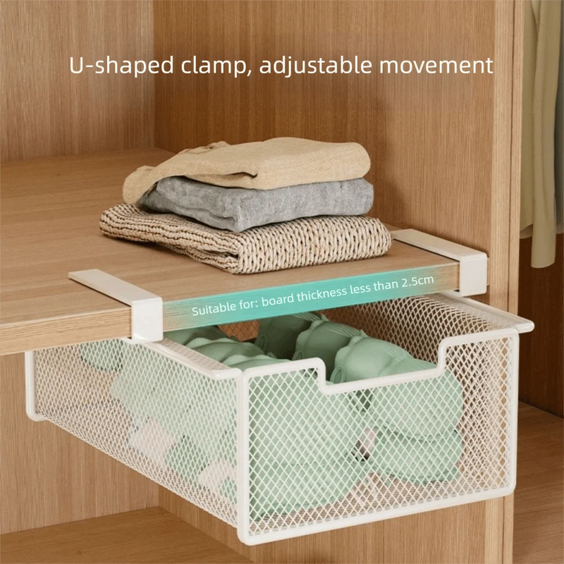 Large Capacity Underwear Storage Basket Pure Color Under Shelf Wardrobe Organizer Design Cabinet Hanging - View 3 | SAMAG