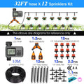 30-5m Garden LCD Button Timer Irrigation Set 0-80L/H Rotating Adjustable Nozzle Intelligent Display Automatic Watering System
