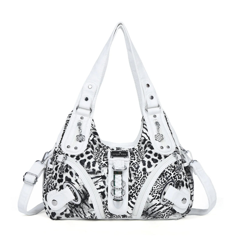 Angelkiss Women Handbags Leopard Bag Top-handle Handbag Fashion Satchel Dumpling Pack Shoulder Bag Tote Bag Hobos Large Purse