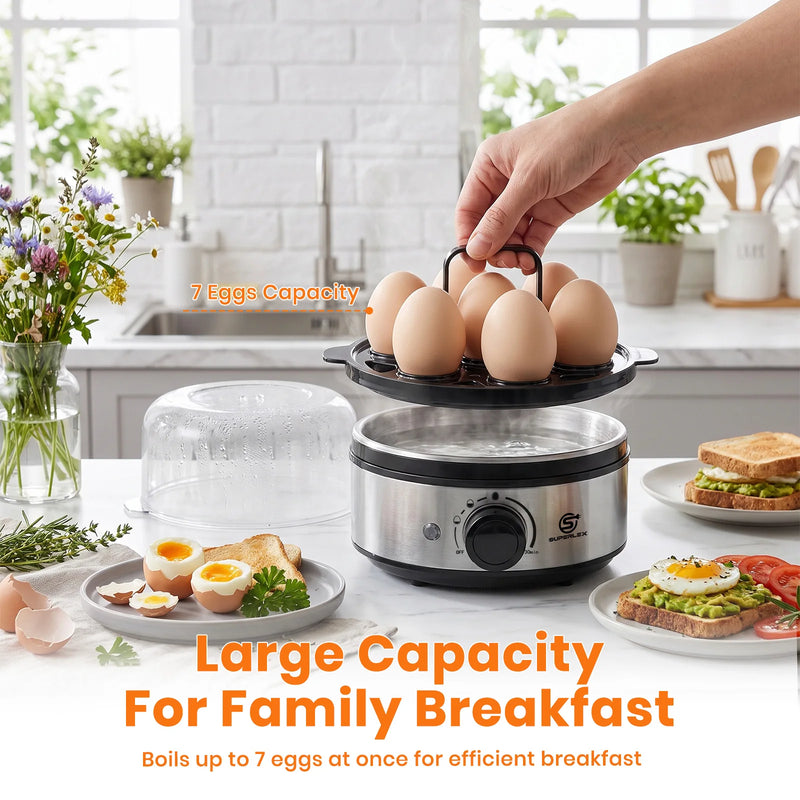 SUPERLEX 400W Power EGG COOKER with Large Capital Boils Up to 7 Eggs Smart Power Off Easy to Clean and Better Safeter For Family