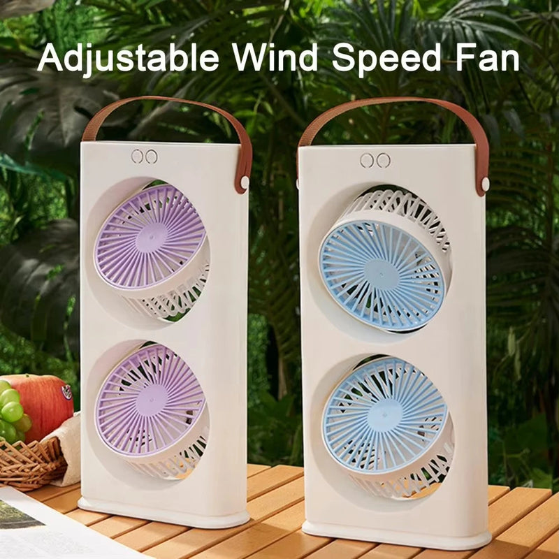 Lenovo Dual Head Desktop Fan With LED Night Light Small Circulator Fan Portable Air Conditioner Fan for Home Office Travel 2026