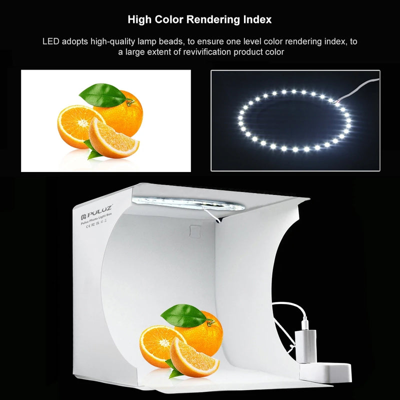 23cm Ring LED Panel Folding Portable Light Photo Lighting Mini Studio Shooting Tent Box Kit with 6 Colors Backdrops Photo Box