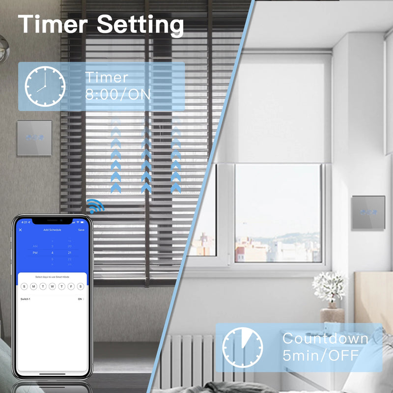 Bseed EU Standard Tuya Wifi Blind Switches Wireless Smart Roller Shutter Switch Smart Life Google Assistant Alexa Voice Control
