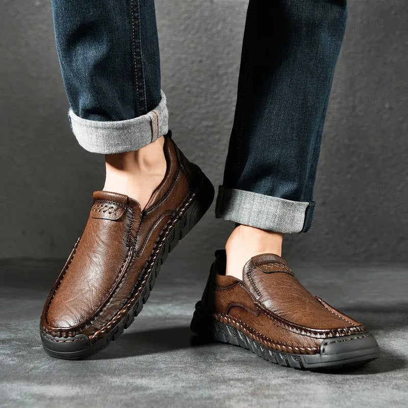 DIMANYU Men Loafers Slip‑on Casual Shoes Non‑Slip Genuine Leather  Walking Loafers Male Daily Outdoo Leather Footwear
