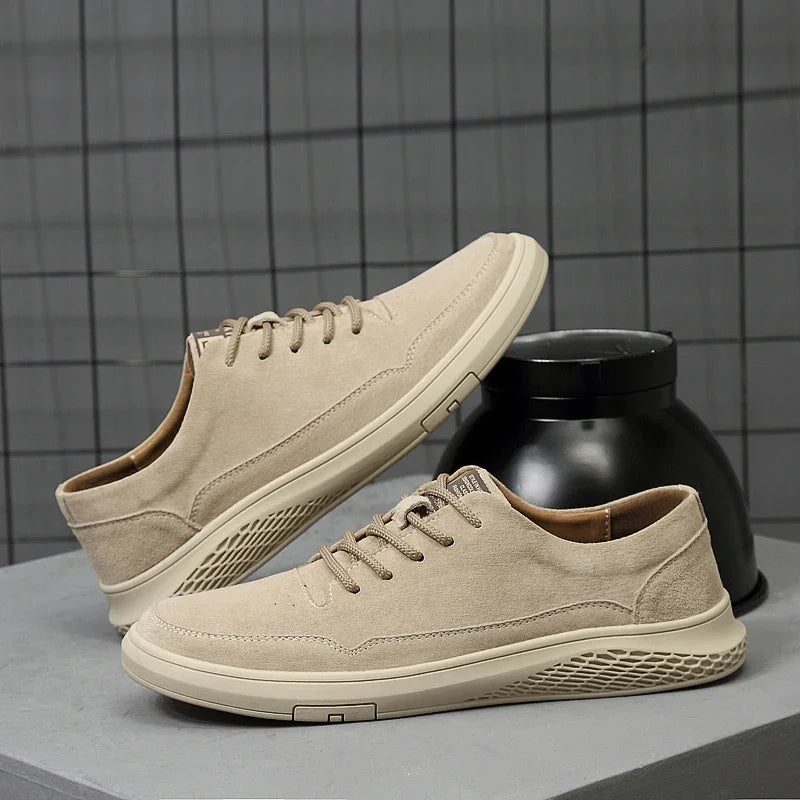 2025 New Genuine Leather Board Shoes Italian Casual Leather Lace Up Outdoor Comfy Jogging Shoes Flat Designer Office Oxford Shoe
