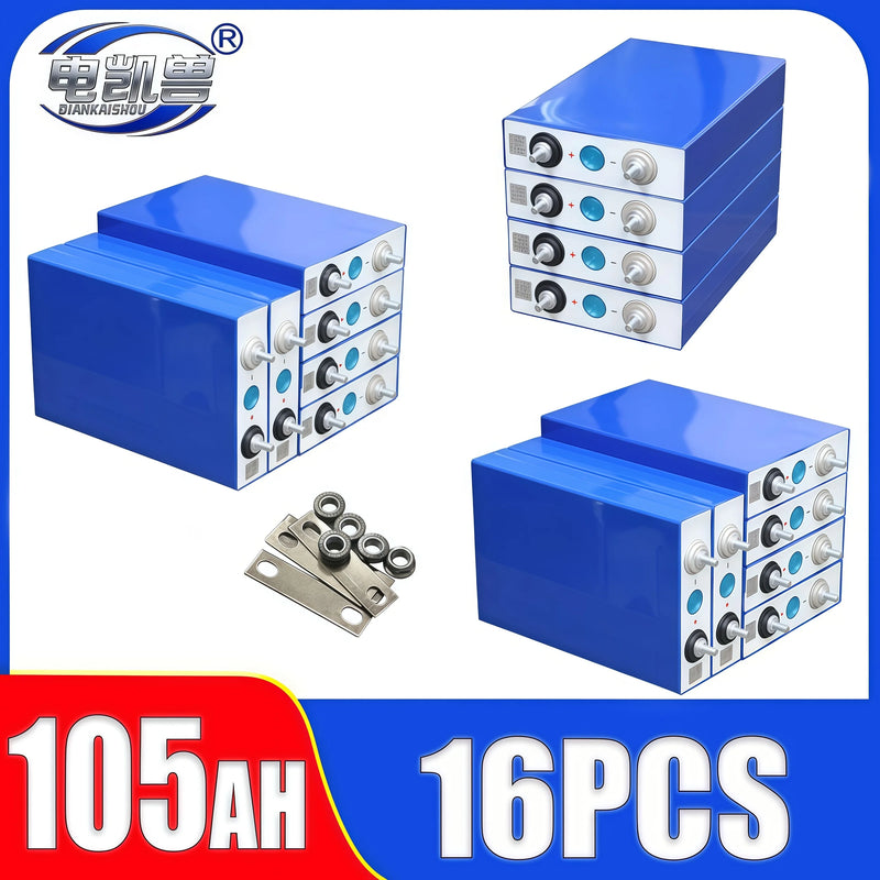 1-16pcs  Grade A 3.2V 105Ah New LiFePO4 battery Lithium iron phospha DIY 12V 24V 48V Electric Car Solar Inverter Boat Batteries