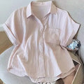 Blue  Ne ort Sve irt Women's Loose Sle Summer New Faion Breathable Comfortable Korean Version Small Size Top