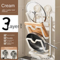 Suction cup pot cover holder, no drilling, multi-layer storage rack, wall-mounted kitchen shelf, multifunctional chopping board