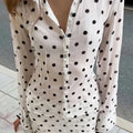 SINGREINY Polka Dot Cotton Blouse Suits Women Lapel Long Sleeves Shirt+Mini Skirt High Quality Autumn Slim Print Skirt Sets