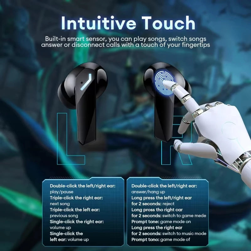 Choice Lenovo XT53 Earphone Wireless Bluetooth 5.4 Headphones Low Latency Gaming Headset Noise Reduction LED Display Earbuds New