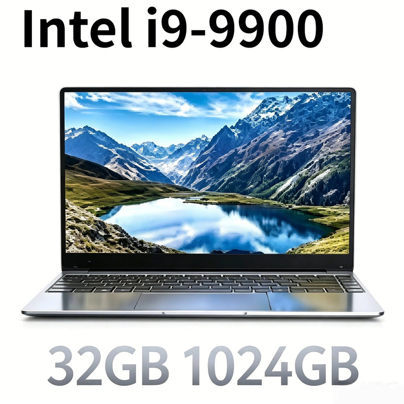 Ultra Slim 15.6 Inch Laptop 32GB RAM 512GB 1TB SSD Intel Core i9 9900 8C 16T 5GHz Gaming Notebook Office 1920x1080