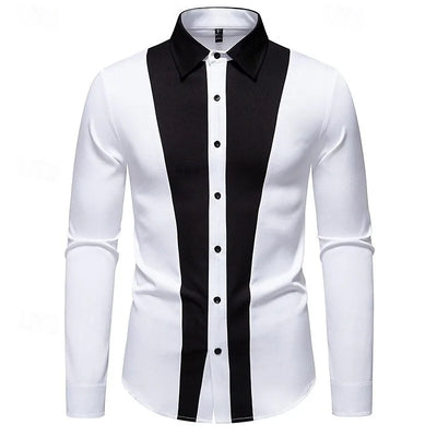 Men's long sleeved shirt classic black and white patch | SAMAG