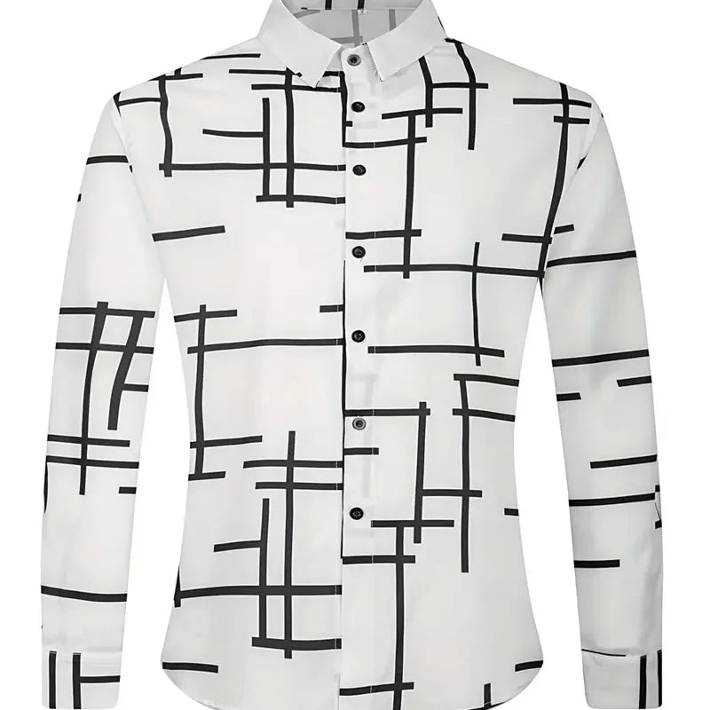 Men's Long Sleeves Shirt Tops Polka Dot Lapel Clothing | SAMAG