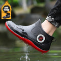 Men's Winter Fleece Lined Short Rain Boots Waterproof Non Slip Work Safety Rubber Boots Warm Cotton Shoes Kitchen Work Shoes