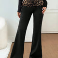 2026 Summer Women's Cross-border Sexy Leopard Print Patchwork High Waist Elastic Slim Fit Butt Lifting Slimming Flare Pants