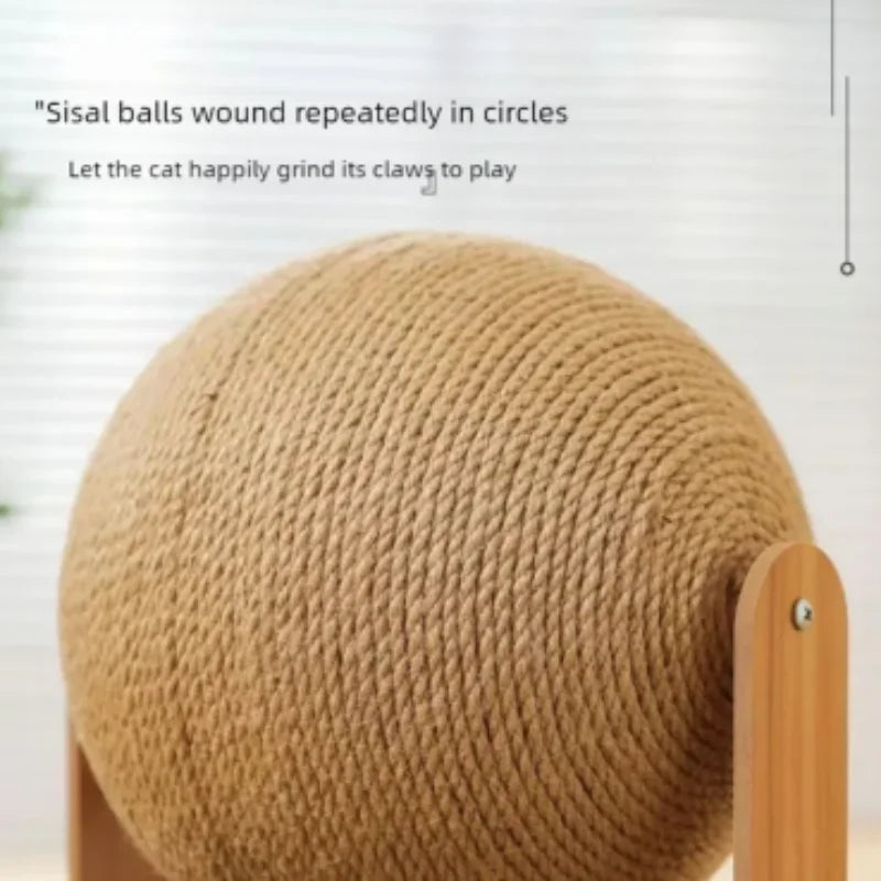 2-in-1 Wooden Cat Scratching Ball And Sisal Scratch Board Durable Solid Wood Paw Toy for Cats And Kittens Pet Supplies