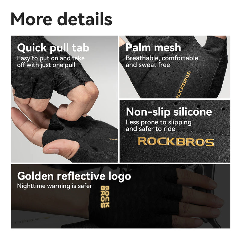 ROCKBROS Bicycle Half Finger Gloves Summer Breathable | SAMAG