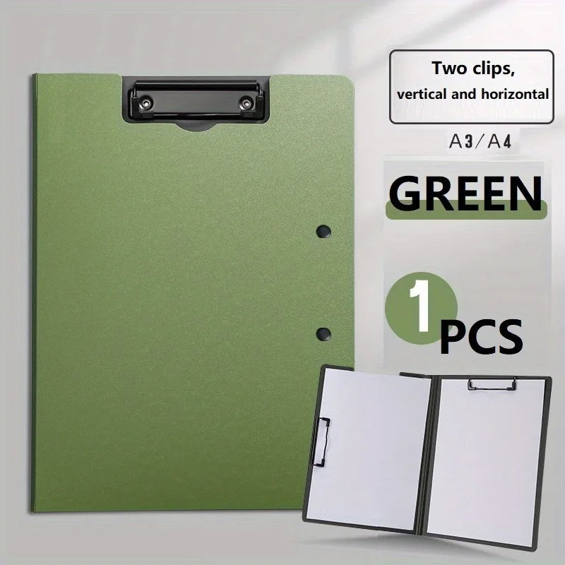 1pcs A4 Profile Clipboard Double Clip Clip Board 100 Sheets Office Documents Organizer Writing Pad Paper Storage A4 File Folders