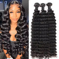 12A Natural Color Loose Deep Wave Human Hair Bundles And Weaves Unprocessed Brazilian Human Hair Weave Bundles 1/3/4PCS Raw Hair Bundles Weave Extensions Hair Extensions Materials For Women Natural Black Soft Silky Hair Loose