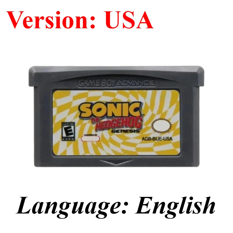 Sonic The Hedgehog Advance 1 2 3 Genesis GBA Game Cartridge for Game Boy GBA SP Retro Platformer Video Game Collection Gift